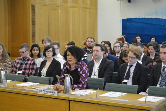 Chi Onwurah MP, Shadow Science Minister, faces the panel at Voice of the Future 2017