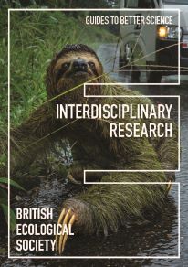 Cover thumbnail for the 'Guide to interdisciplinary research'. The cover image is a sloth on a road, the sloth is looking at the camera.