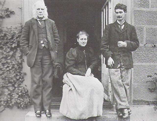 Beatrix Potter in a family portrait alongside her father and brother