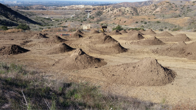 An area prepared for soil transplantation in California United States